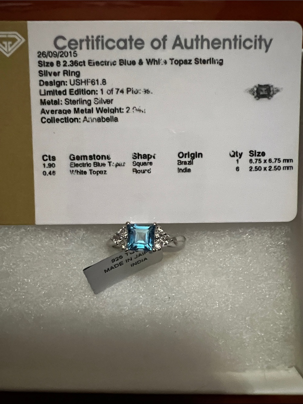 Electric Blue Topaz Sterling Silver Ring